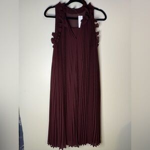 Ann Taylor Sleeveless Pleated Maroon Dress *missing belt* NWT